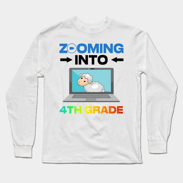 Zooming Into 4th Grade Back to School 2020 Quarantine Llama Long Sleeve T-Shirt by Hound mom